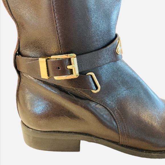 Michael Kors brown leather riding boots tall - Picture 3 of 11